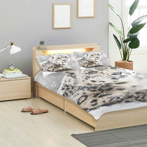  Embroidered senya Ultra Soft 3pc Duvet Cover Set Snow Leopard Printed Cotton Luxury Lightweight Microfiber Velvet Warm Cozy Bedding Set for Kids Boys Girls