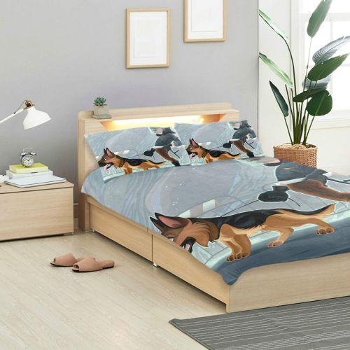  Embroidered senya Ultra Soft 3pc Duvet Cover Set Policeman Walking The Dog Printed Cotton Luxury Lightweight Microfiber Velvet Warm Cozy Bedding Set for Kids Boys Girls