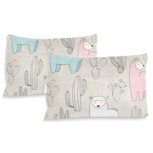  Embroidered senya Ultra Soft 3pc Duvet Cover Set Cute Llama with Cactus Printed Cotton Luxury Lightweight Microfiber Velvet Warm Cozy Bedding Set for Kids Boys Girls