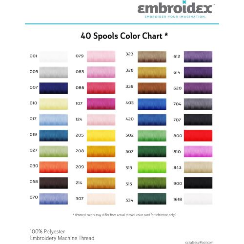  Embroidex 40 Spools Polyester Embroidery Machine Thread