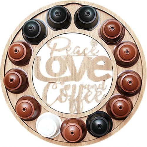  Eme-rald Coffee Pod Holder Capsule Organizer, Wooden Coffee Capsule Storage Tray Creative Ornaments Home Decoration Creamer Container for Wall Mount Espresso Storage Tray (L)