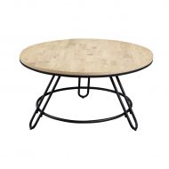 Emerald Home Furnishings Emerald Home Penbrook Natual and Black Coffee Table with Round, Swivel Top And Metal Base