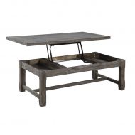 Emerald Home Furnishings Emerald Home Paladin Rustic Charcoal Gray Coffee Table with Lift Top Storage, Plank Style Top, And Farmhouse Timber Legs