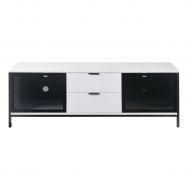 Emerald Home Furnishings Emerald Home Modern Home Matte White TV Console with Two Drawers And Open Shelving