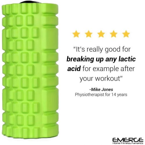  Emerge Vibrating Foam Roller High Density 3 Speed Vibration for Muscle Recovery - Fully Rechargeable Electric Foam Roller - Deep Tissue Massager for Sports Massage Therapy