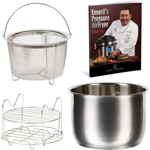  Emeril Everyday 6 QT Pressure Air Fryer, 5 Pc Accessory Pack, Silver