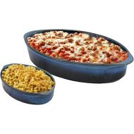 Emeril Lagasse 2-Piece Oval Stoneware Baking Dish Set - Versatile 1 & 2 Qt, for Baking, Perfect Casseroles, Roasts, Cake, Lasagna Pan, Microwave, Oven, Dishwasher, and Freezer Safe