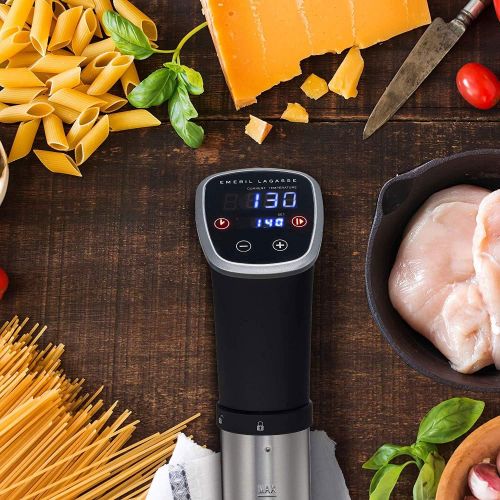  Emeril Lagasse Digital Touchscreen Sous Vide Cooker Immersion Circulator Machine with Temperature Control, Mounting Clip, Recipes, and Storage Case