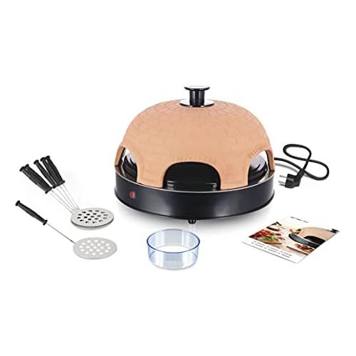  Emerio Pizzaofen, PIZZARETTE das Original, 1 handgemachte Terracotta Tonhaube, patentiertes Design, fuer Mini-Pizza, echter Familien-Spass fuer 6 Personen, PO-115984