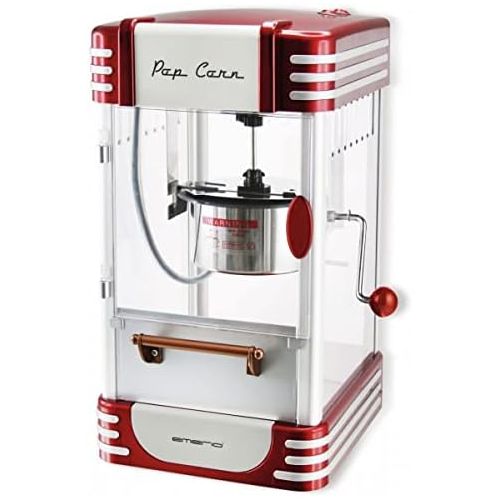  Emerio Popcornmaschine POM-120650, antihaftbeschichteter Behalter auch fuer suesses oder salziges Popcorn geeignet, 360 Watt