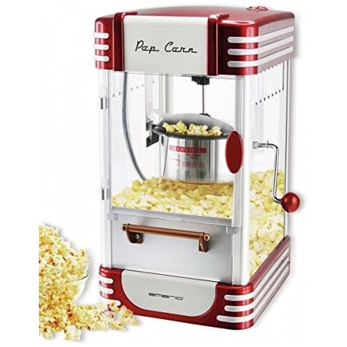 Emerio Popcornmaschine POM-120650, antihaftbeschichteter Behalter auch fuer suesses oder salziges Popcorn geeignet, 360 Watt