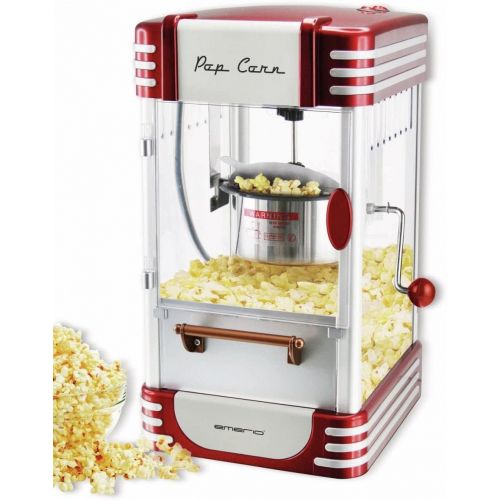  Emerio Popcornmaschine POM-120650, antihaftbeschichteter Behalter auch fuer suesses oder salziges Popcorn geeignet, 360 Watt