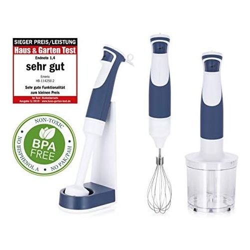  [아마존베스트]Emerio Hand Blender Set with Stand, BPA-Free, Swiss Design, 1-Finger Speed Control, High Performance DC Motor, 500 Watt, HB-114250.2