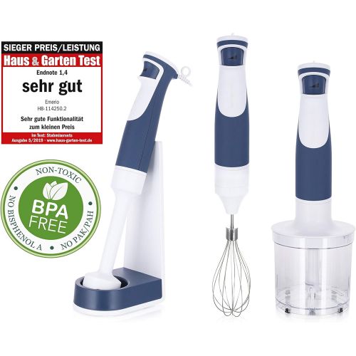  [아마존베스트]Emerio Hand Blender Set with Stand, BPA-Free, Swiss Design, 1-Finger Speed Control, High Performance DC Motor, 500 Watt, HB-114250.2