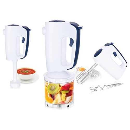  [아마존베스트]Emerio HMS-113257.2 Hand Mixer Set with Revolutionary 1-Finger Speed Control White/Blue