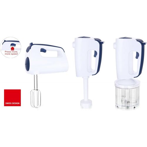  [아마존베스트]Emerio HMS-113257.2 Hand Mixer Set with Revolutionary 1-Finger Speed Control White/Blue