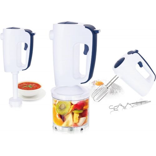  [아마존베스트]Emerio HMS-113257.2 Hand Mixer Set with Revolutionary 1-Finger Speed Control White/Blue