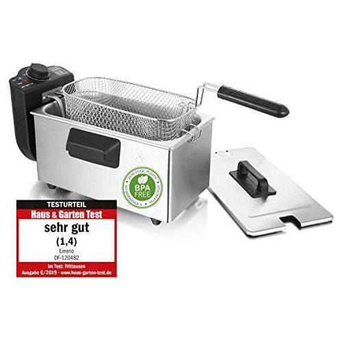  [아마존베스트]Emerio DF-120482 Cold Zone Fryer, 3.0 L, Stainless Steel, BPA-Free, 2000, 3 Litres, Silver