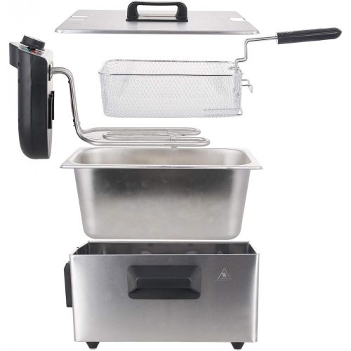  [아마존베스트]Emerio DF-120482 Cold Zone Fryer, 3.0 L, Stainless Steel, BPA-Free, 2000, 3 Litres, Silver