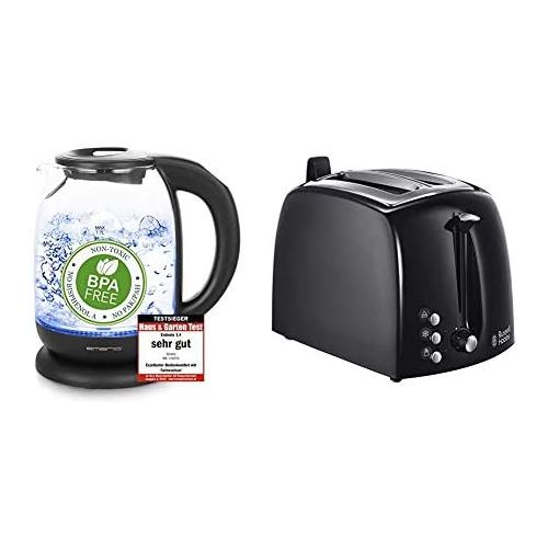  [아마존베스트]Emerio WK-119255 Glass Kettle with Temperature Selection (60°C/70°C/80°C/90°C/100°C), BPA-Free, Boil-Dry Protection, Auto-Off, 2200 Watts, Stainless Steel, 1.7 Litres