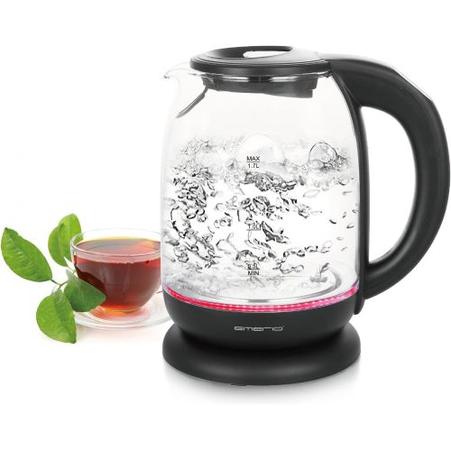  [아마존베스트]Emerio WK-119255 Glass Kettle with Temperature Selection (60°C/70°C/80°C/90°C/100°C), BPA-Free, Boil-Dry Protection, Auto-Off, 2200 Watts, Stainless Steel, 1.7 Litres