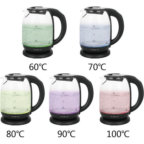  [아마존베스트]Emerio WK-119255 glass kettle with temperature selection (60 °C/70 °C/80 °C/90 °C/100 °C), BPA-free, run-dry protection, auto-off, 2200 watts, stainless steel, 1.7 litres