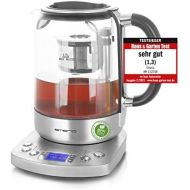 [아마존베스트]Emerio WK-122248 Glass Tea Kettle, Fully Automatic Tea Strainer, Soft Close Mechanism, Borosilicate Glass, BPA-Free, 1.7 L Volume, Temperature Selection, 2200 Watt, Black/Silver