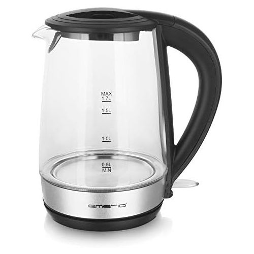  [아마존베스트]Emerio WK-123131, Glas Wasserkocher 1.7L, BPA frei, bestes Borosilikatglas, 2200 Watt, schoene blaue LED Beleuchtung, Auto Off, UEberhitzungsschutz, mit hochwertigem Edelstahl abgede