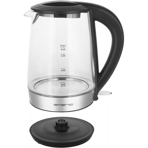  [아마존베스트]Emerio WK-123131, Glas Wasserkocher 1.7L, BPA frei, bestes Borosilikatglas, 2200 Watt, schoene blaue LED Beleuchtung, Auto Off, UEberhitzungsschutz, mit hochwertigem Edelstahl abgede