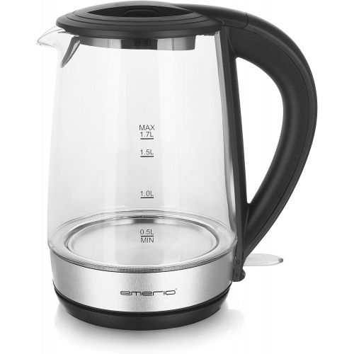  [아마존베스트]Emerio WK-123131, Glas Wasserkocher 1.7L, BPA frei, bestes Borosilikatglas, 2200 Watt, schoene blaue LED Beleuchtung, Auto Off, UEberhitzungsschutz, mit hochwertigem Edelstahl abgede