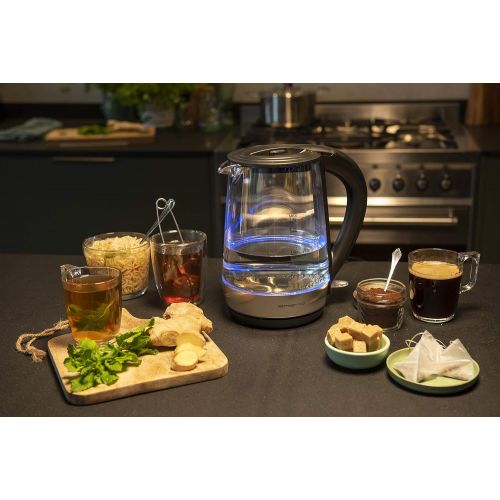  [아마존베스트]Emerio WK-123131, Glas Wasserkocher 1.7L, BPA frei, bestes Borosilikatglas, 2200 Watt, schoene blaue LED Beleuchtung, Auto Off, UEberhitzungsschutz, mit hochwertigem Edelstahl abgede