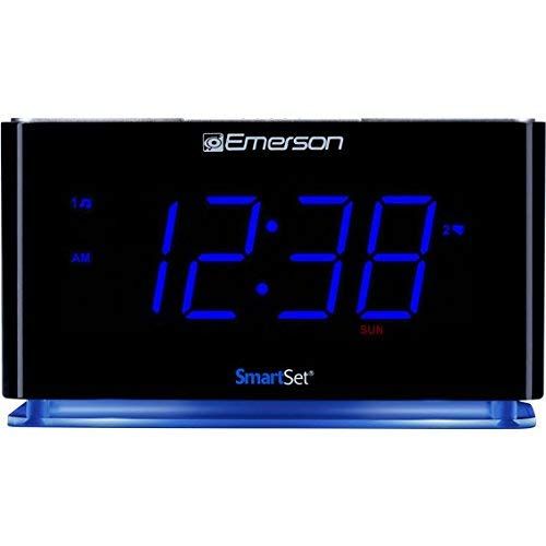  Emerson SmartSet Alarm Clock Radio with Bluetooth Speaker, USB Charger for iPhone and Android, Night Light, and Blue LED Display (Renewed): Electronics