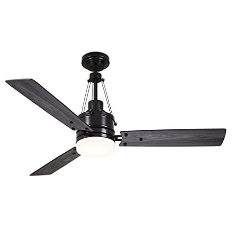  Emerson Kathy Ireland Home Highpointe LED Ceiling Fan with Remote Control Modern Industrial Lighting Fixture with 3 Blades, 2 Downrods, and Removable Decorative Cables Dimmable, Barbeque B