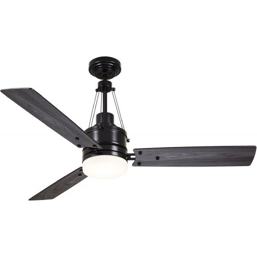  Emerson Kathy Ireland Home Highpointe LED Ceiling Fan with Remote Control Modern Industrial Lighting Fixture with 3 Blades, 2 Downrods, and Removable Decorative Cables Dimmable, Barbeque B