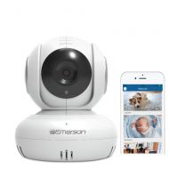 Emerson Radio Emerson WiFi Baby Monitor/Pet Nanny Camera, Two Way Audio, Night Vision, Temperature Monitor, Pan/Tilt, Motion Detection, HD, 1080P, White (ER108002)