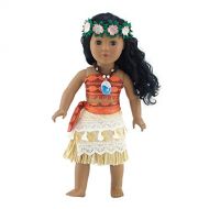 Emily Rose 18 Inch Doll Clothes for American Girl Doll Clothes Princess Moana Inspired 6 Piece Doll Outfit, Including Heart of Te Fiti Necklace and Headband! Fits 18 American Girl