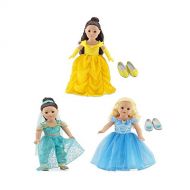 Emily Rose 18 Inch Doll Princess Dress Value Bundle Amazing 9 Piece Set, Includes Cinderella, Belle and Jasmine Inspired Costumes 18 Doll Clothes Fit American Girl Dolls and Many