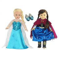 Emily Rose Fits 18 American Girl Dolls Princess Elsa and Anna Inspired Outfit Set 18 Inch Doll Clothes Dress Costume Gown