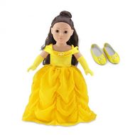 Emily Rose 18 Inch Doll Disney Princess Belle Inspired Ball Gown Doll Outfit Set with Matching Gloves and Doll Shoes Doll Accessories! Fits 18 American Girl Dolls and Many More!