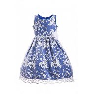 Emma+Riley Emma Riley Girls Sleeveless Floral Embroidered Mesh Pleated A-Line Princess Party Dress