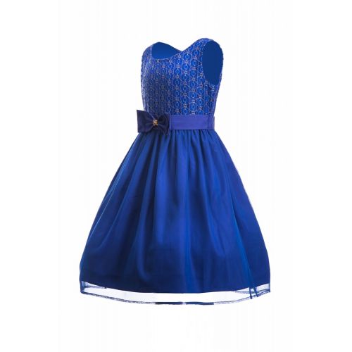  Emma+Riley Emma Riley Girls Sleeveless Lace Bodice with Mesh Pleated Skirt Princess Party Dress