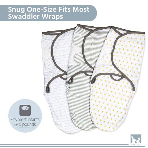  Emma + Ollie Swaddle Blanket Wrap Set of 3, Adjustable Infant Baby Swaddle Wrap Blanket, Grey Gender Neutral Swaddle, Yellow Bee Pattern Swaddle Wrap, Baby Shower Gift for Girl or