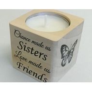 EmmasBoutiqueGifts Beautiful Wood Sister Tea Light Holder Candle Sisters Friends Love Family Gift