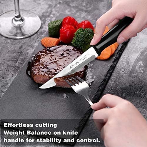  [아마존베스트]Emojoy Knife Set, 15-Piece Kitchen Knife Set with Block Wooden, Black Handle for Chef Knife Set, German Stainless Steel Cutlery Knife set