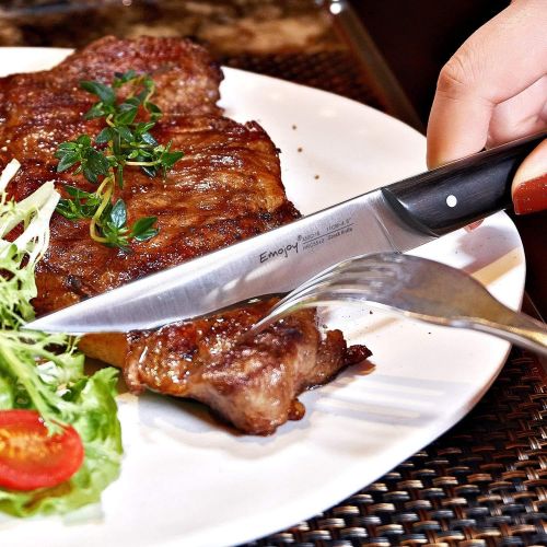  Steak Knife Set Steak knives Set of 6, Non Serrated Steak Knives, Stainless Steel Steak Knife, Emo joy Knife Set with Gift Box