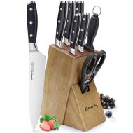 Knife Set, 8-Piece Kitchen Knife Set with Block Wooden, Sharpening Manual for Chef Knife Set, German Stainless Steel, Emojoy (8-Piece Knife Set).Sashimi Knives