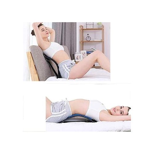  Back Stretcher - Lower and Upper Back Pain Relief, Lumbar Stretching Device，Posture Corrector - Back Support for Office Chair | Upper Back Stretcher Support and Pain Relief (Black/Blue)