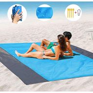 Emoly Beach Blanket Sand Camping Mat Waterproof，Outdoor Travel Accessories & Pocket Zippered Portable Family Picnic Mat for Travel, Camping, Hiking and Music Festivals (108 x 85.19