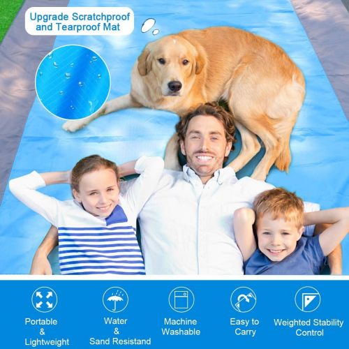  Emoly Beach Blanket Sand Camping Mat Waterproof，Outdoor Travel Accessories & Pocket Zippered Portable Family Picnic Mat for Travel, Camping, Hiking and Music Festivals (108 x 85.19