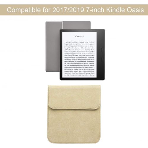  Emoly Leather Kindle Sleeve for Kindle Paperwhite 7 E-Reader - Protective Insert Sleeve Case Cover Bag Fits Kindle Paperwhite 10th Generation 2019 / 9th Generation 2017, Khaki